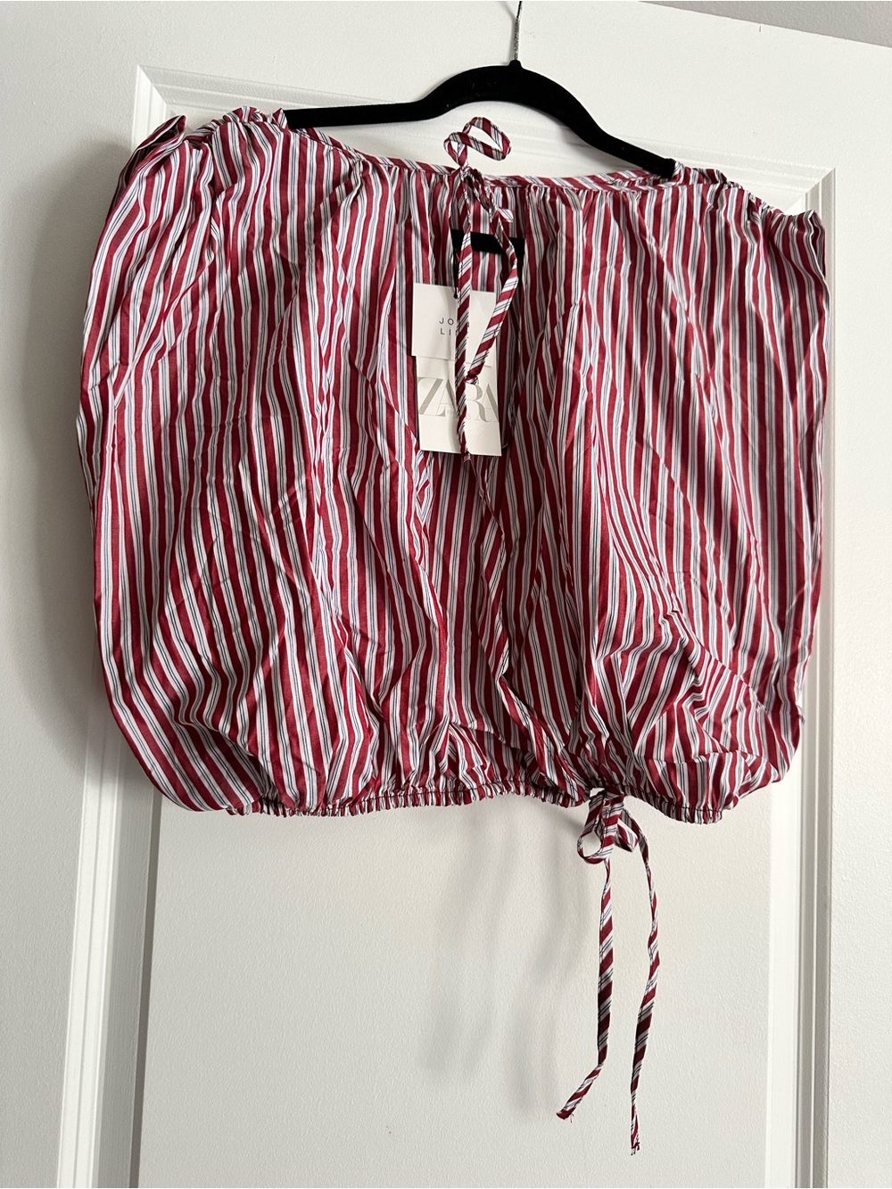 Zara Striped Balloon Crop top. Size XL, NWT